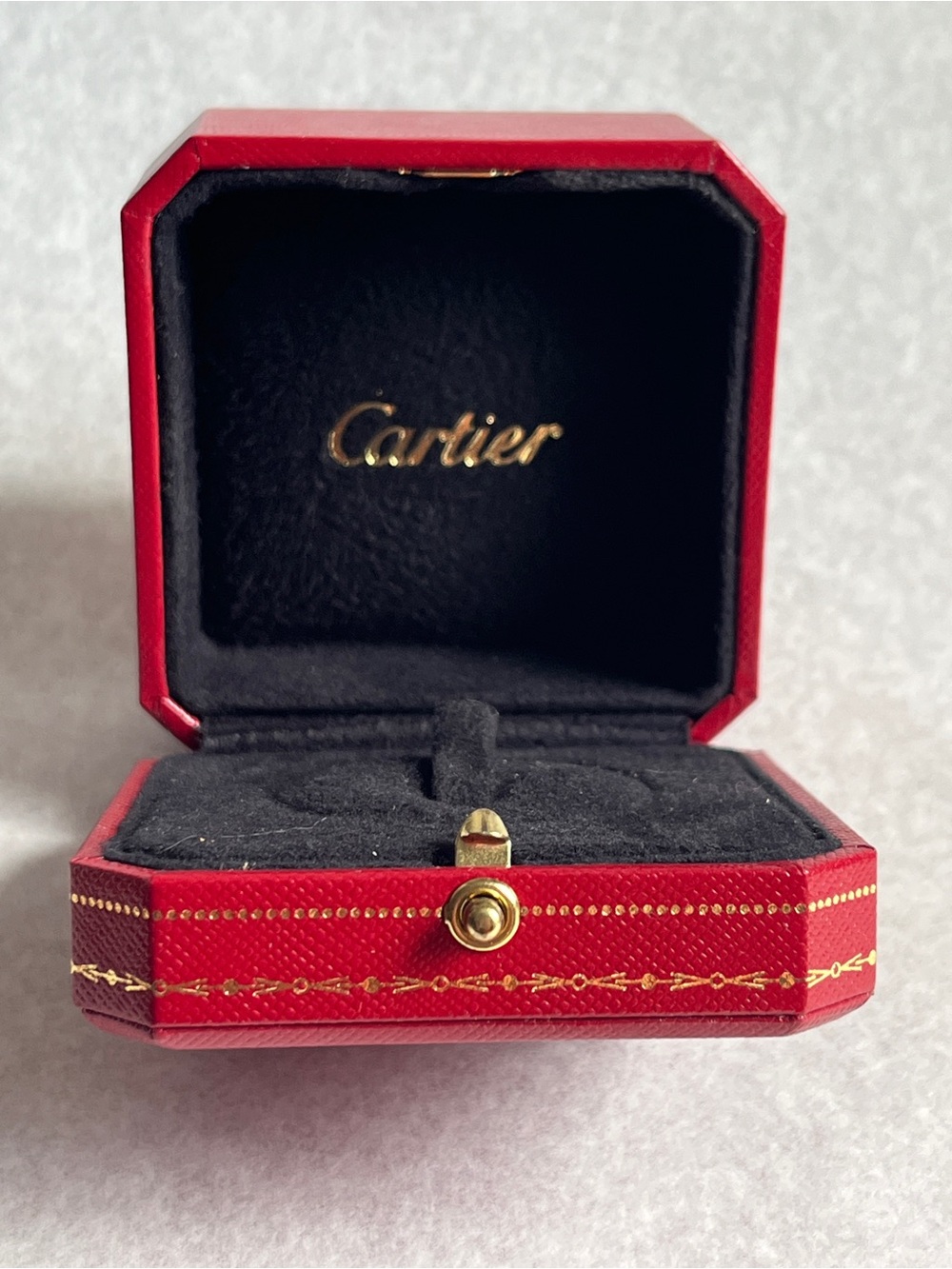 Cartier Ring Box Red Hinged Lock Jewelry Empty Luxury Display Gift Box